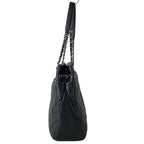 Chanel Tote Quilted Black CC Logo Silver Chain — view 2