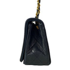 Chanel Shoulder Bag Mini Quilted Black Gold Chain Full Flap Turnlock Lambskin — view 4