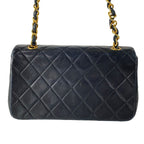 Chanel Shoulder Bag Mini Quilted Black Gold Chain Full Flap Turnlock Lambskin — view 3