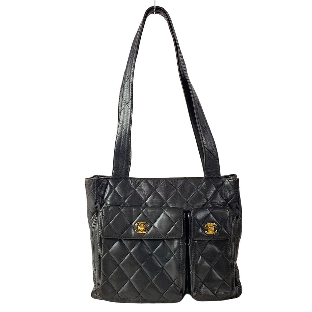 Chanel Tote Quilted Black Gold Lambskin