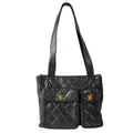 Chanel Tote Quilted Black Gold Lambskin