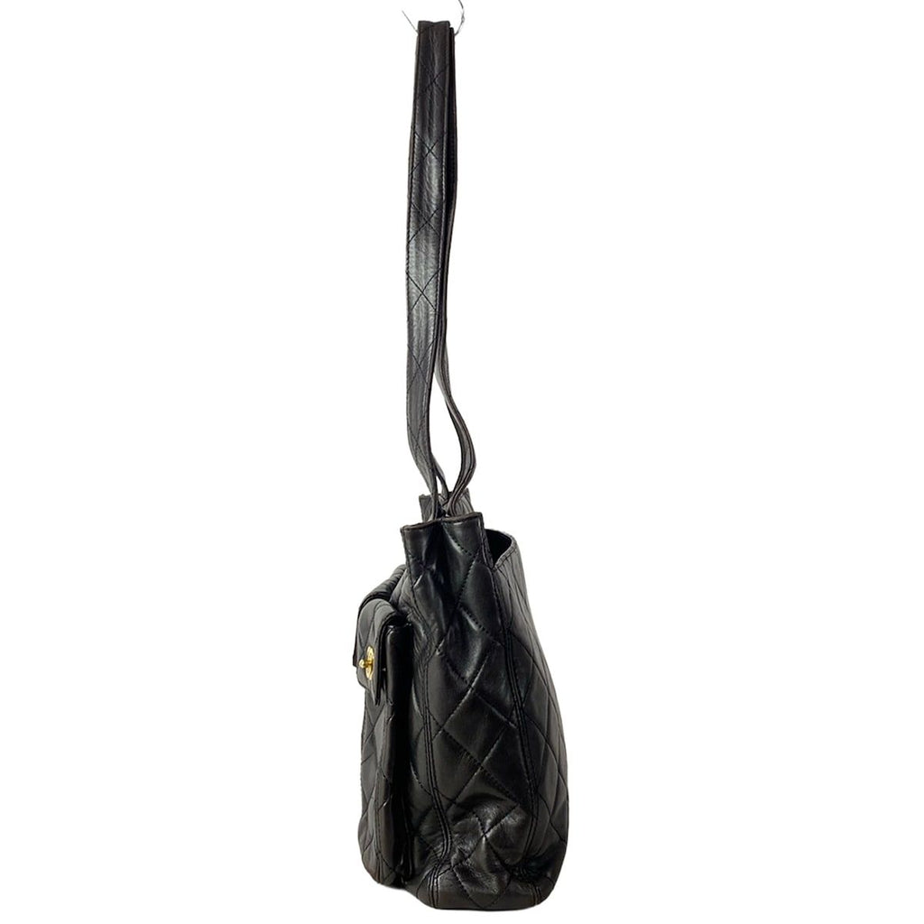 Chanel Tote Quilted Black Gold Lambskin — view 4
