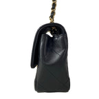 Chanel Shoulder Bag Mini Quilted Black Rhinestone Chain Gold Peace Sign Lambskin — view 4