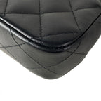 Chanel Shoulder Bag Mini Quilted Black Rhinestone Chain Gold Peace Sign Lambskin — view 8