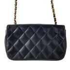 Chanel Shoulder Bag Mini Quilted Black Rhinestone Chain Gold Peace Sign Lambskin — view 3