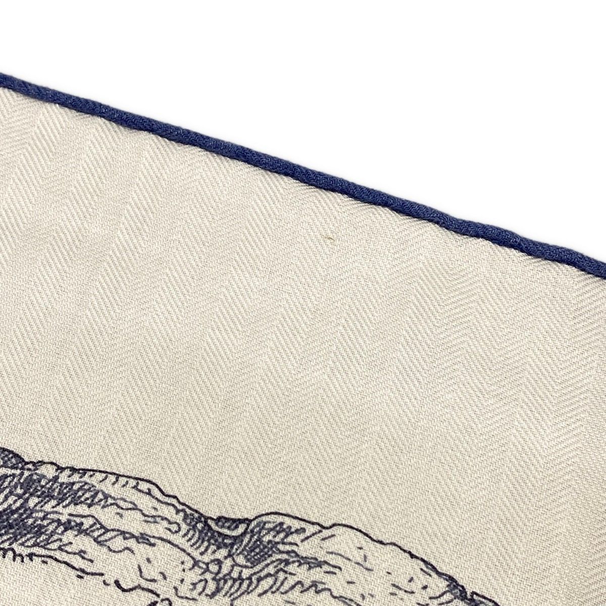 Hermes Shawl Carre Geant 140 Ivory Navy les Cabanes Cashmere Silk Scarf — view 2