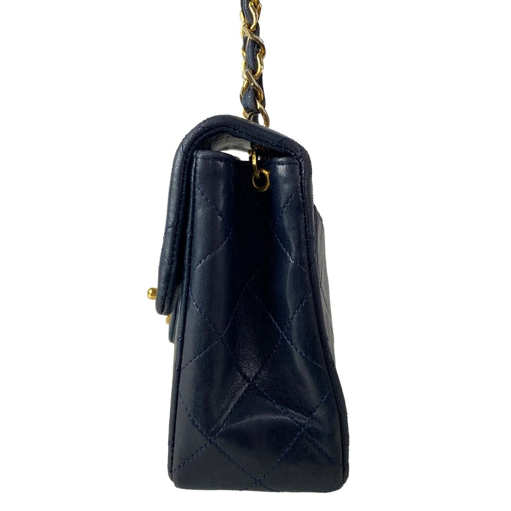 Chanel Shoulder Bag Mini Quilted 17 Dark Navy Gold Lambskin — view 4