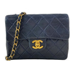 Chanel Shoulder Bag Mini Quilted 17 Dark Navy Gold Lambskin