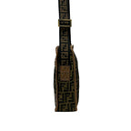 Fendi Shoulder Bag Zucca Pattern Khaki Black Brown Leather — view 4