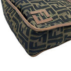 Fendi Shoulder Bag Zucca Pattern Khaki Black Brown Leather — view 6