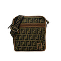 Fendi Shoulder Bag Zucca Pattern Khaki Black Brown Leather