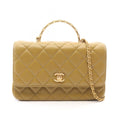 Chanel Shoulder Bag Quilted Top Handle 2-Way Olive Green Lambskin Chain