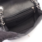 Chanel Shoulder Bag Chevron V-stitch Black Caviar Leather Mini Chain — view 3