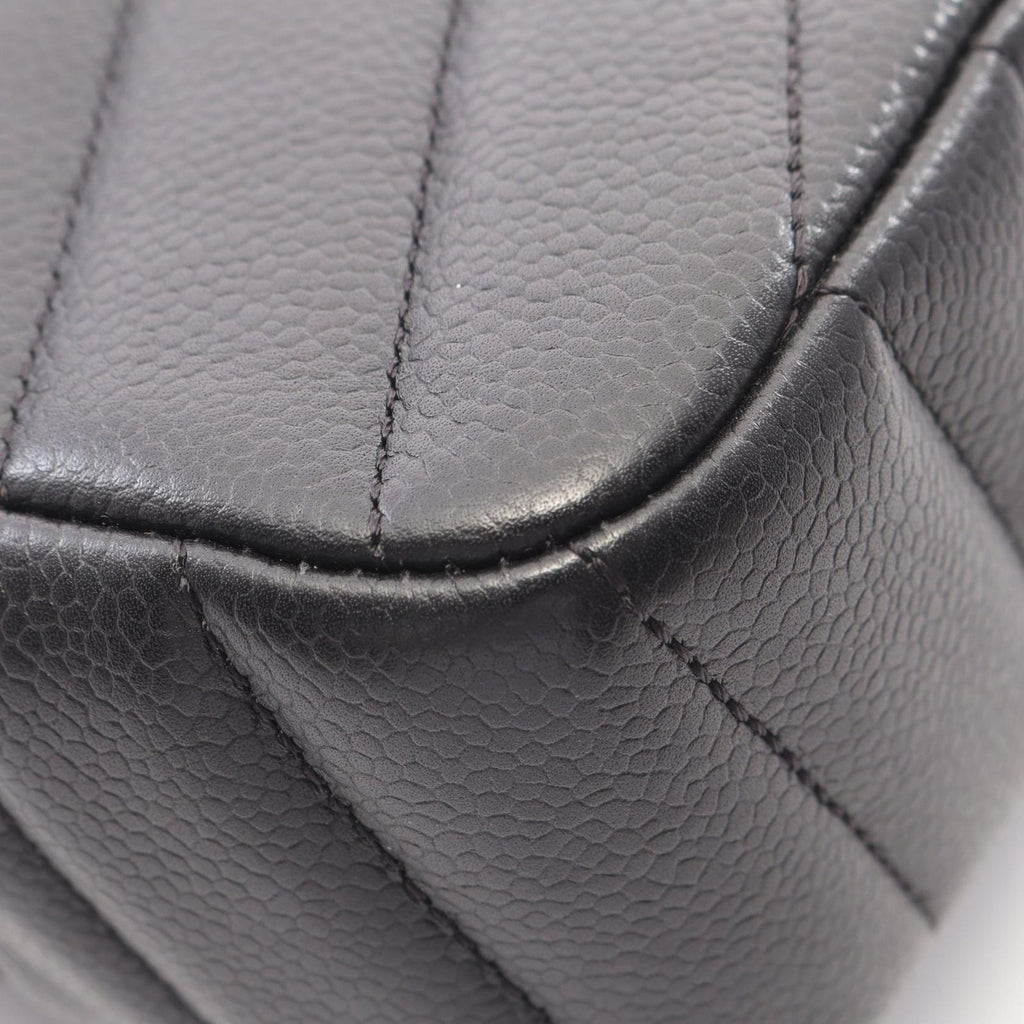 Chanel Shoulder Bag Chevron V-stitch Black Caviar Leather Mini Chain — view 7