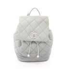 Chanel Backpack Quilted Gray Caviar Leather Chain