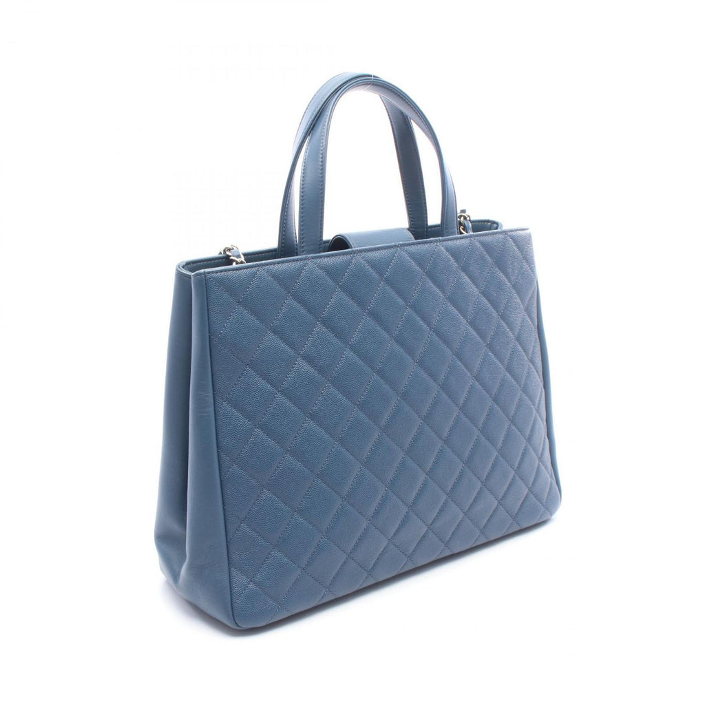 Chanel Shoulder Bag Business Affinity Quilted Blue Caviar Leather Large Shopping — view 2
