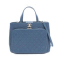 Chanel Shoulder Bag Business Affinity Quilted Blue Caviar Leather Large Shopping