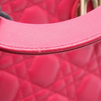 Dior Handbag Lady Dior 2-Way Magenta Leather Tote Medium — view 6
