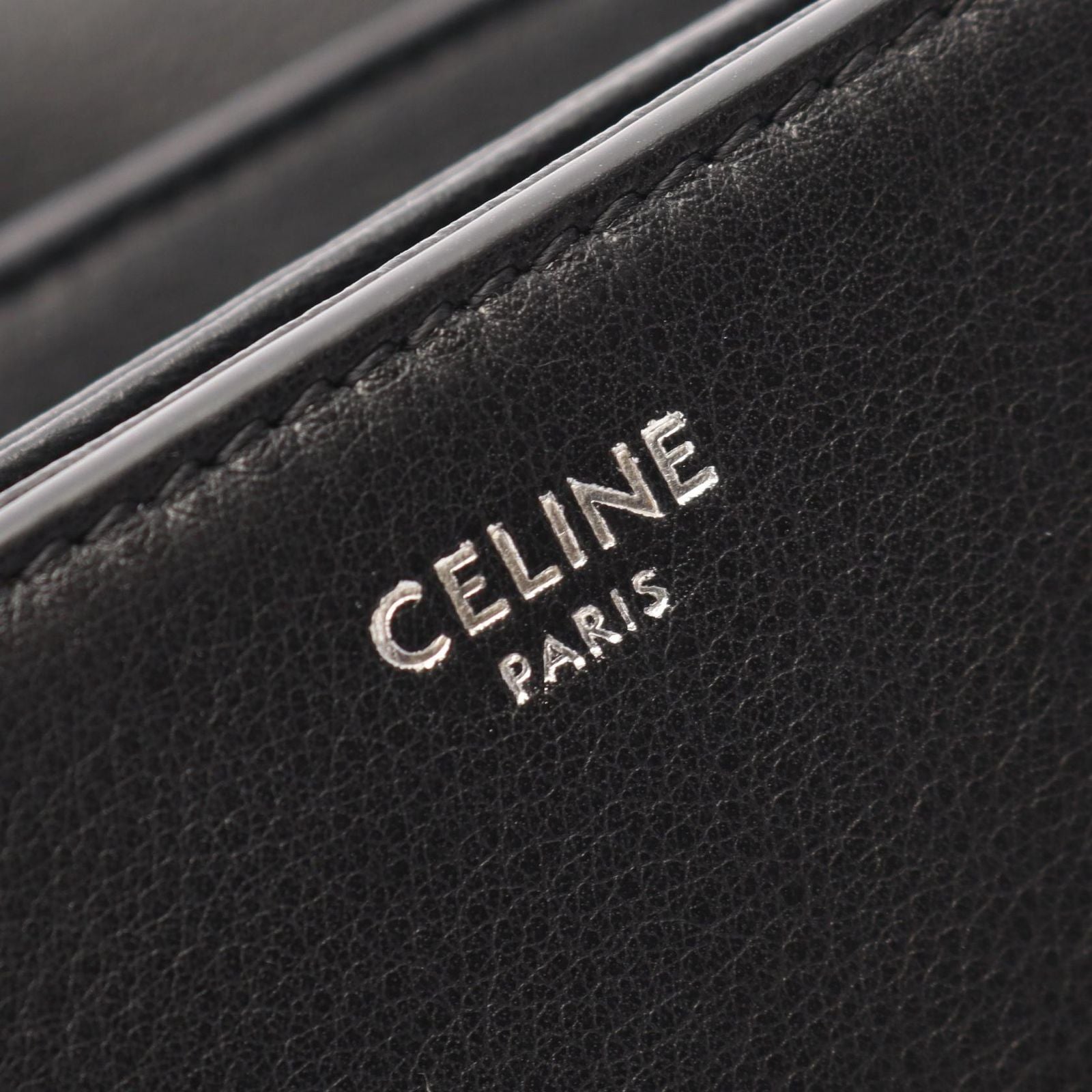 Celine Shoulder Bag Besace Triomphe Black Leather Small Strap — view 4