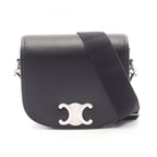 Celine Shoulder Bag Besace Triomphe Black Leather Small Strap