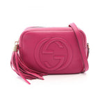 Gucci Shoulder Bag Soho Disco Interlocking G Magenta Leather Small