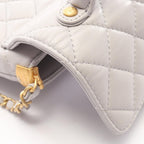Chanel Shoulder Bag Quilted Top Handle 2-Way Light Gray Lambskin Chain — view 7