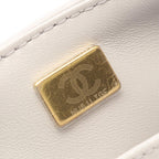 Chanel Shoulder Bag Quilted Top Handle 2-Way Light Gray Lambskin Chain — view 5