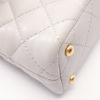 Chanel Shoulder Bag Quilted Top Handle 2-Way Light Gray Lambskin Chain — view 6