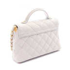 Chanel Shoulder Bag Quilted Top Handle 2-Way Light Gray Lambskin Chain — view 2