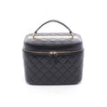 Chanel Handbag Quilted Black Lambskin Vanity Bag