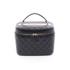 Chanel Handbag Quilted Black Lambskin Vanity Bag