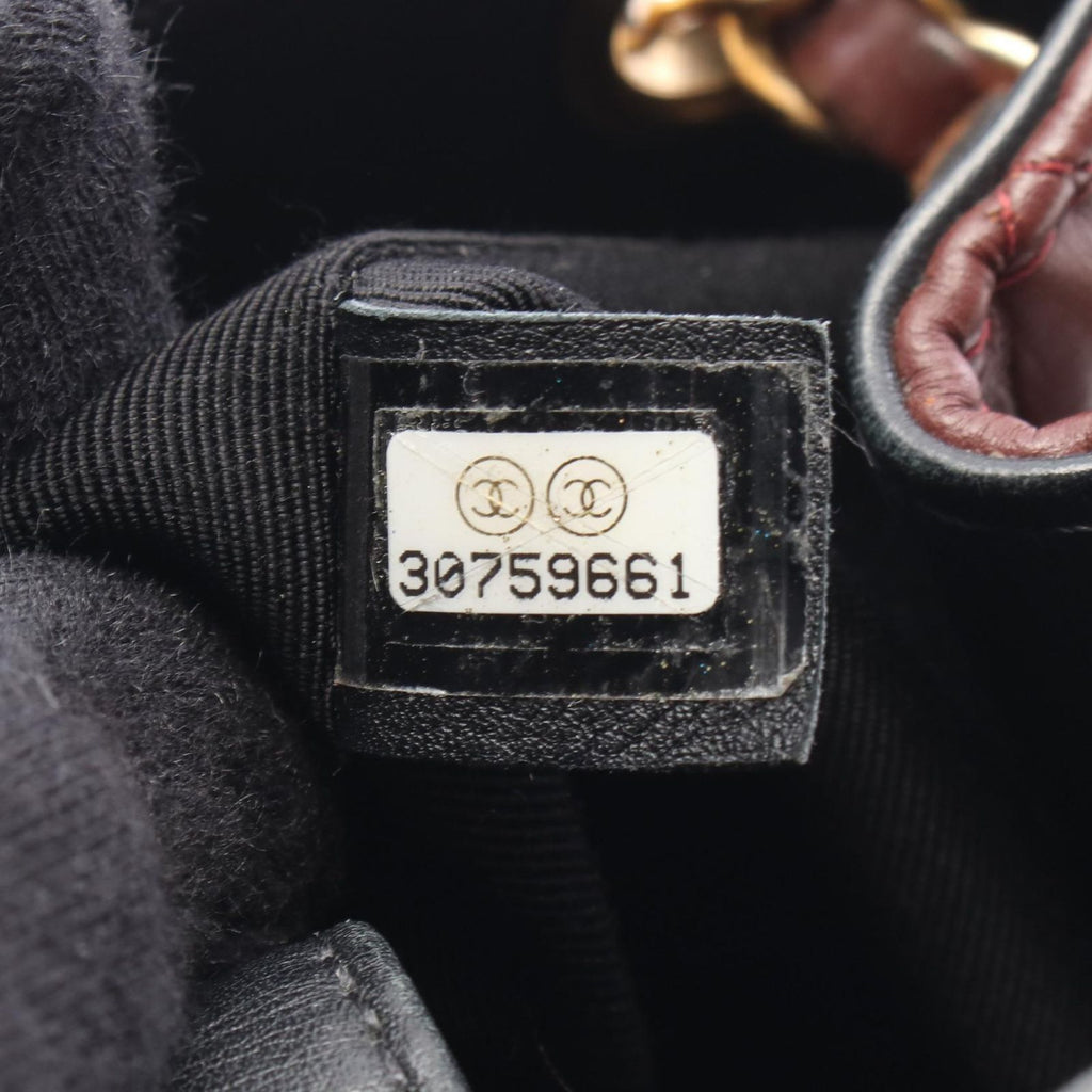 Chanel Shoulder Bag Quilted Small Bucket Black Red Brown Lambskin Chain — view 5