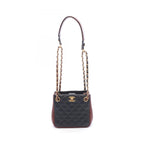Chanel Shoulder Bag Quilted Small Bucket Black Red Brown Lambskin Chain
