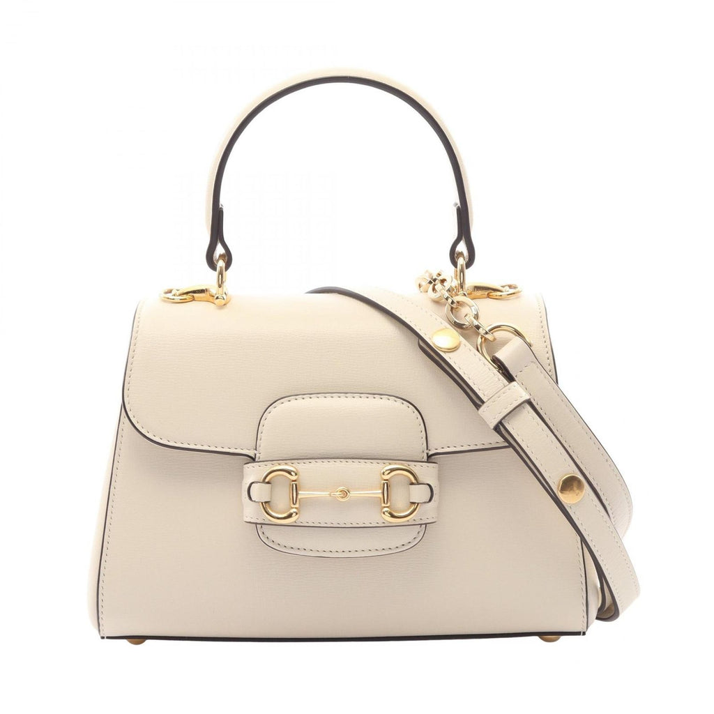 Gucci Handbag Horsebit Ivory Leather 1955 Small Top Handle Bag
