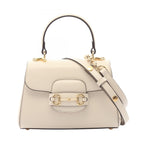 Gucci Handbag Horsebit Ivory Leather 1955 Small Top Handle Bag