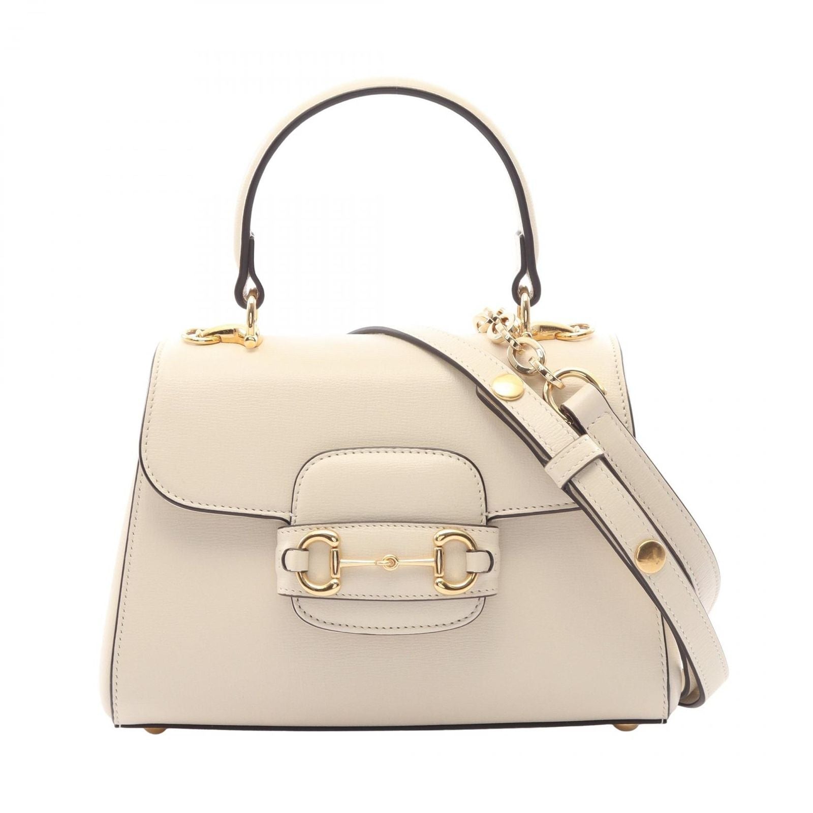 Gucci Handbag Horsebit Ivory Leather 1955 Small Top Handle Bag