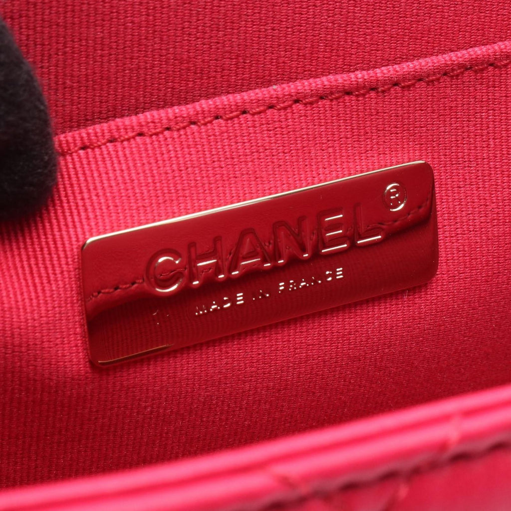 Chanel Shoulder Bag Quilted Small Box Magenta Lambskin Chain — view 4