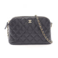 Chanel Shoulder Bag Quilted Classic Chain Clutch Black Caviar Leather Timeless