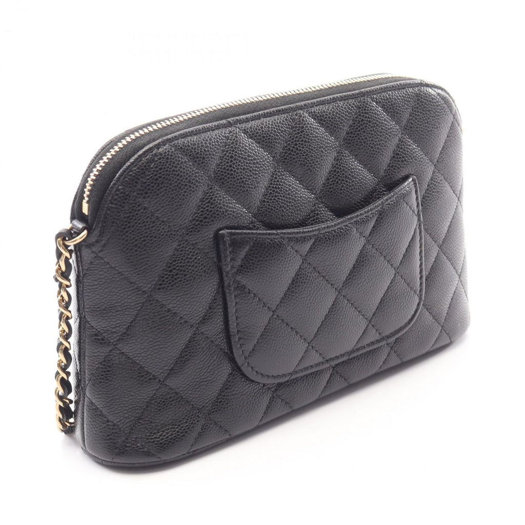 Chanel Shoulder Bag Quilted Classic Chain Clutch Black Caviar Leather Timeless — view 2