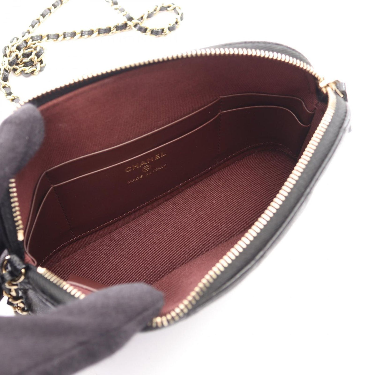 Chanel Shoulder Bag Quilted Classic Chain Clutch Black Caviar Leather Timeless — view 3