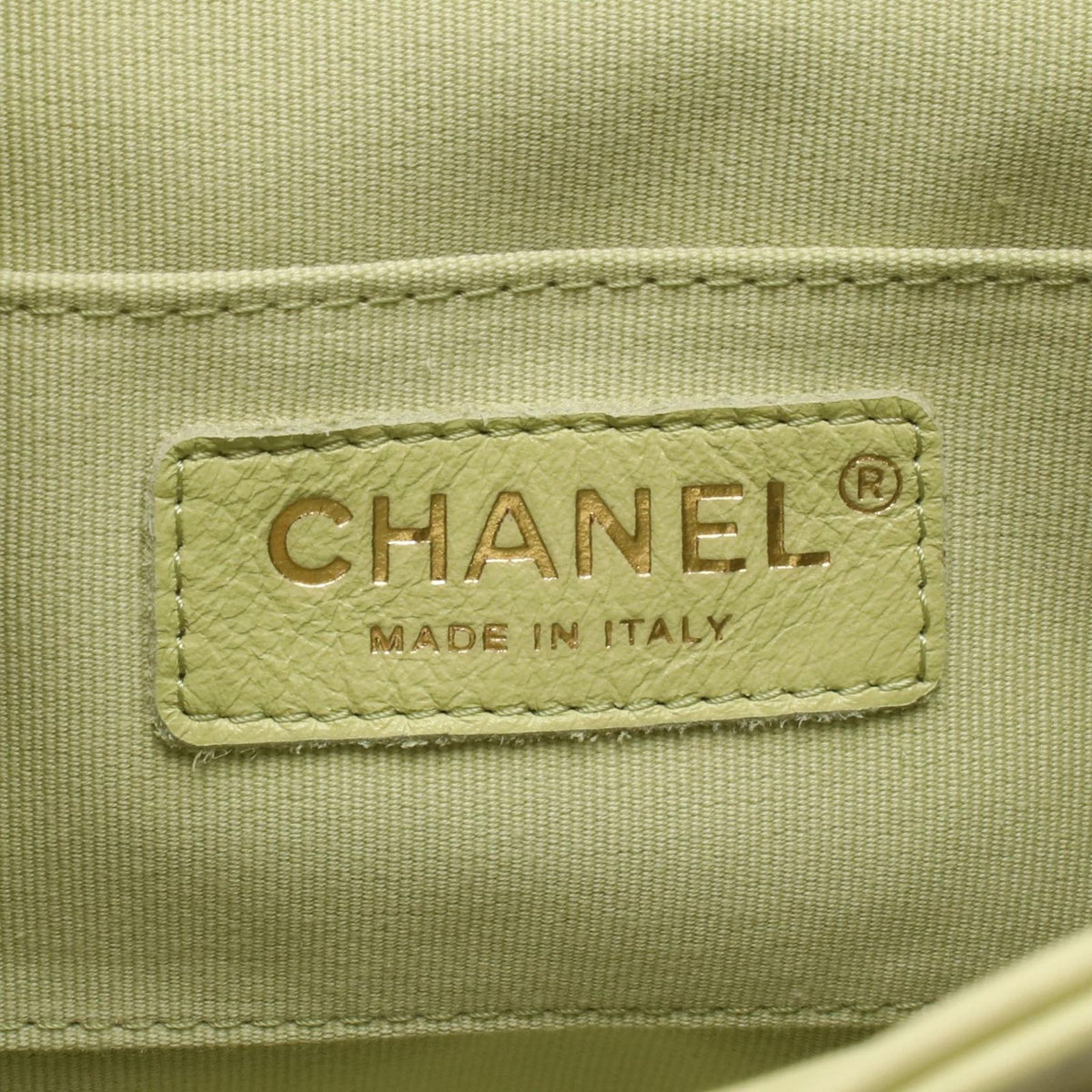 Chanel Backpack Quilted Yellow Green Leather Dumas Chain — view 4