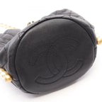 Chanel Shoulder Bag Quilted Drawstring Black Lambskin Pearl Chain Mini — view 6
