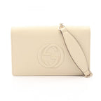Gucci Shoulder Bag Soho Ivory Leather Chain Wallet