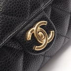 Chanel Shoulder Bag Quilted Small Flap Black Caviar Leather Chain — view 8