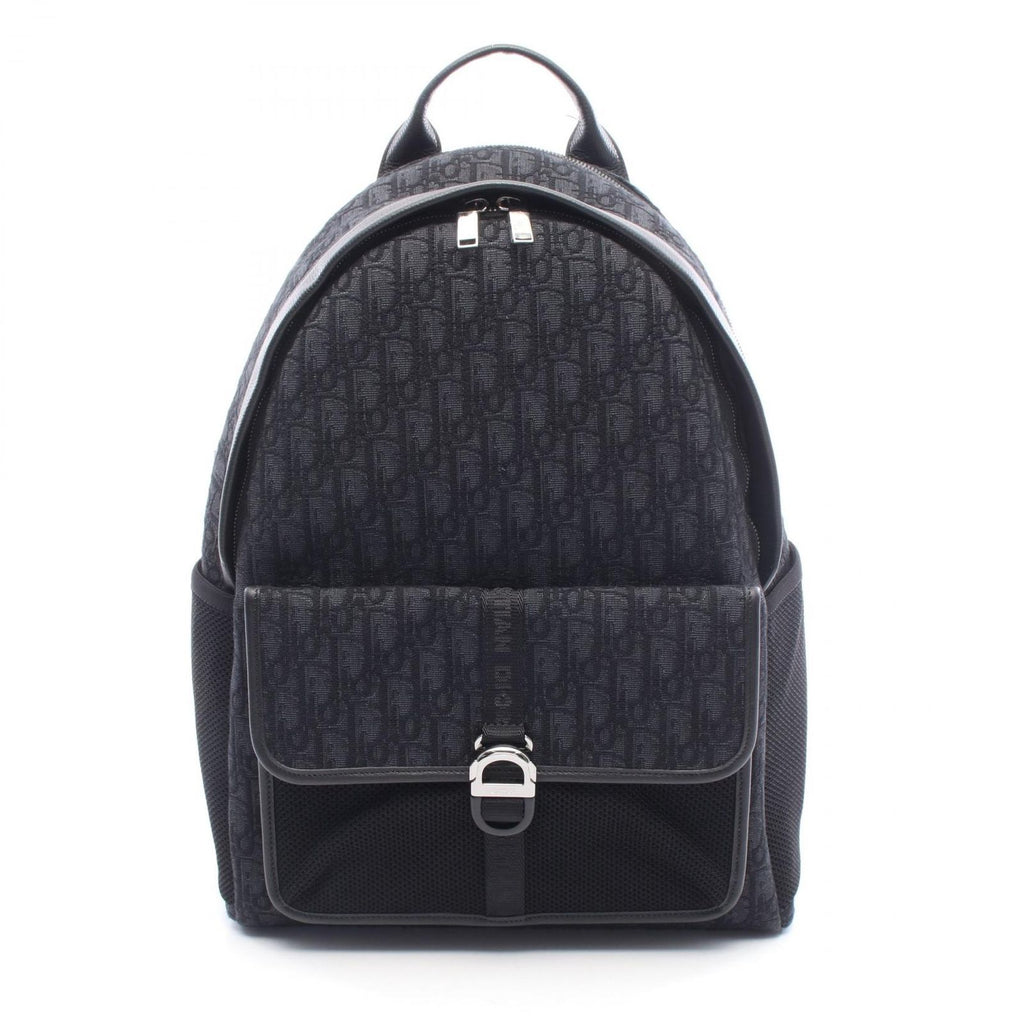 Dior Backpack 8 Oblique Black Dark Gray Canvas Leather