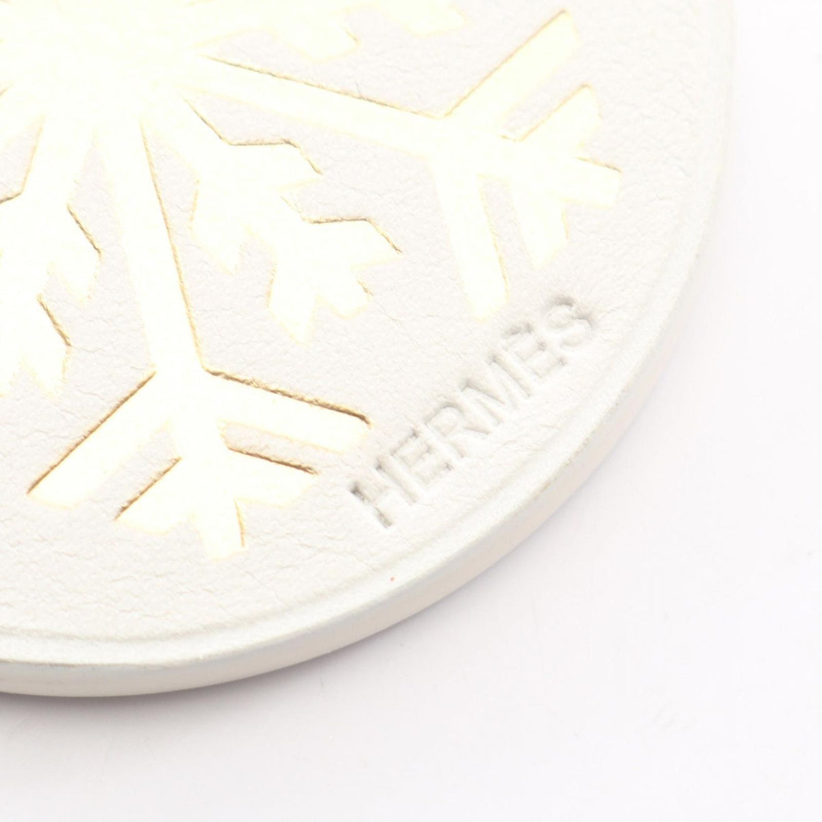 Hermes Charm Snowflake White Silver Leather Key Holder Keychain — view 3
