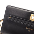 Chanel Shoulder Bag Quilted Black Lambskin Chain Wallet — view 6