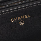 Chanel Shoulder Bag Quilted Black Lambskin Chain Wallet — view 4
