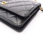 Chanel Shoulder Bag Quilted Black Lambskin Chain Wallet — view 7