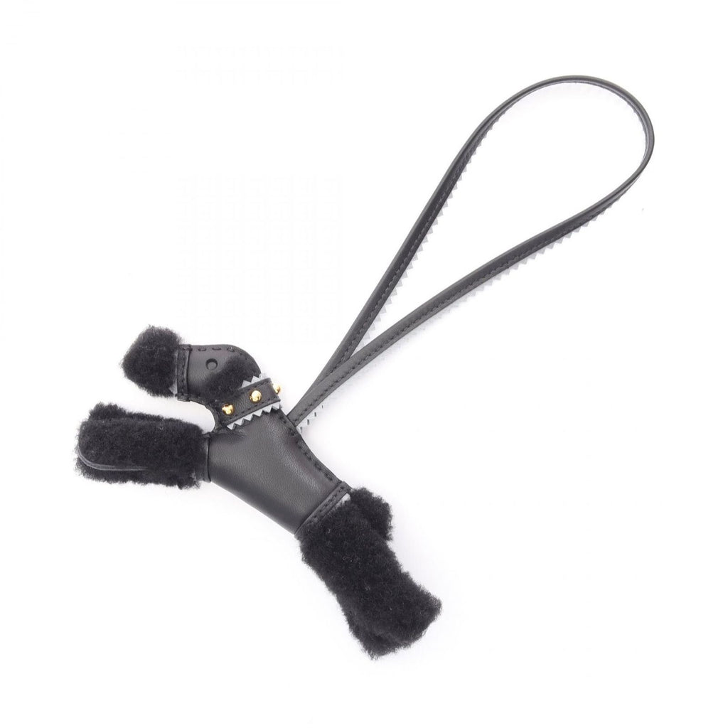 Hermes Charm Buddy Epi Black Shearling Keychain